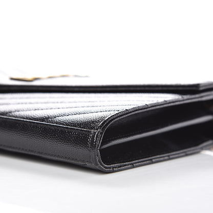 Saint Laurent Grain De Poudre Matelasse Chevron Monogram Chain Wallet Black 8 of 8
