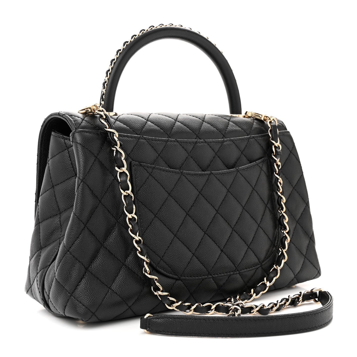 Caviar Quilted Small Coco Chain Handle Flap Black