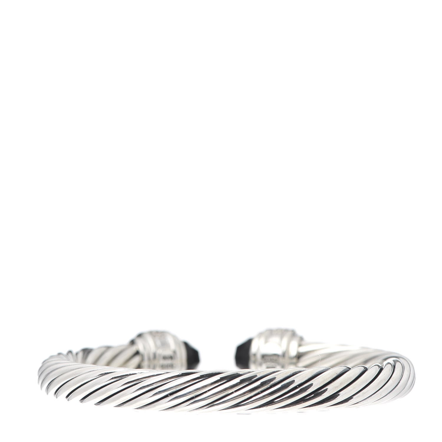 David Yurman Sterling Silver Diamond Black Onyx 7mm Cable Classics Bracelet 3 of 5