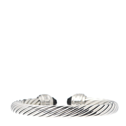 David Yurman Sterling Silver Diamond Black Onyx 7mm Cable Classics Bracelet 3 of 5