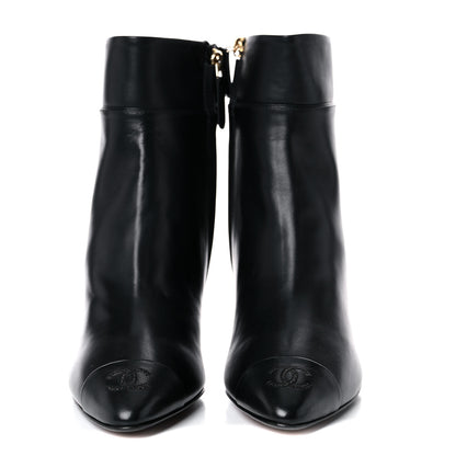 Chanel Lambskin Patent Cap Toe CC Short Ankle Boots 37 Black 2 of 11