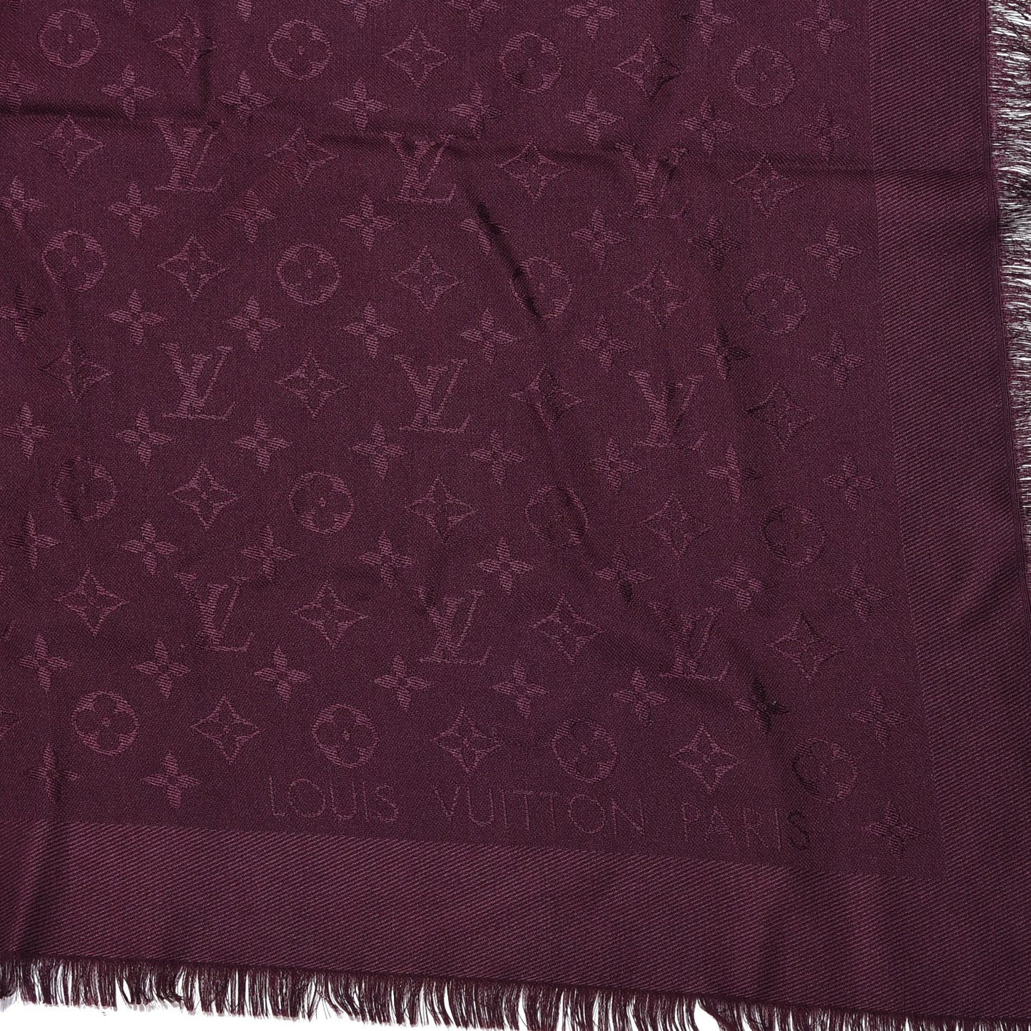 Wool Silk Monogram Shawl Amarante
