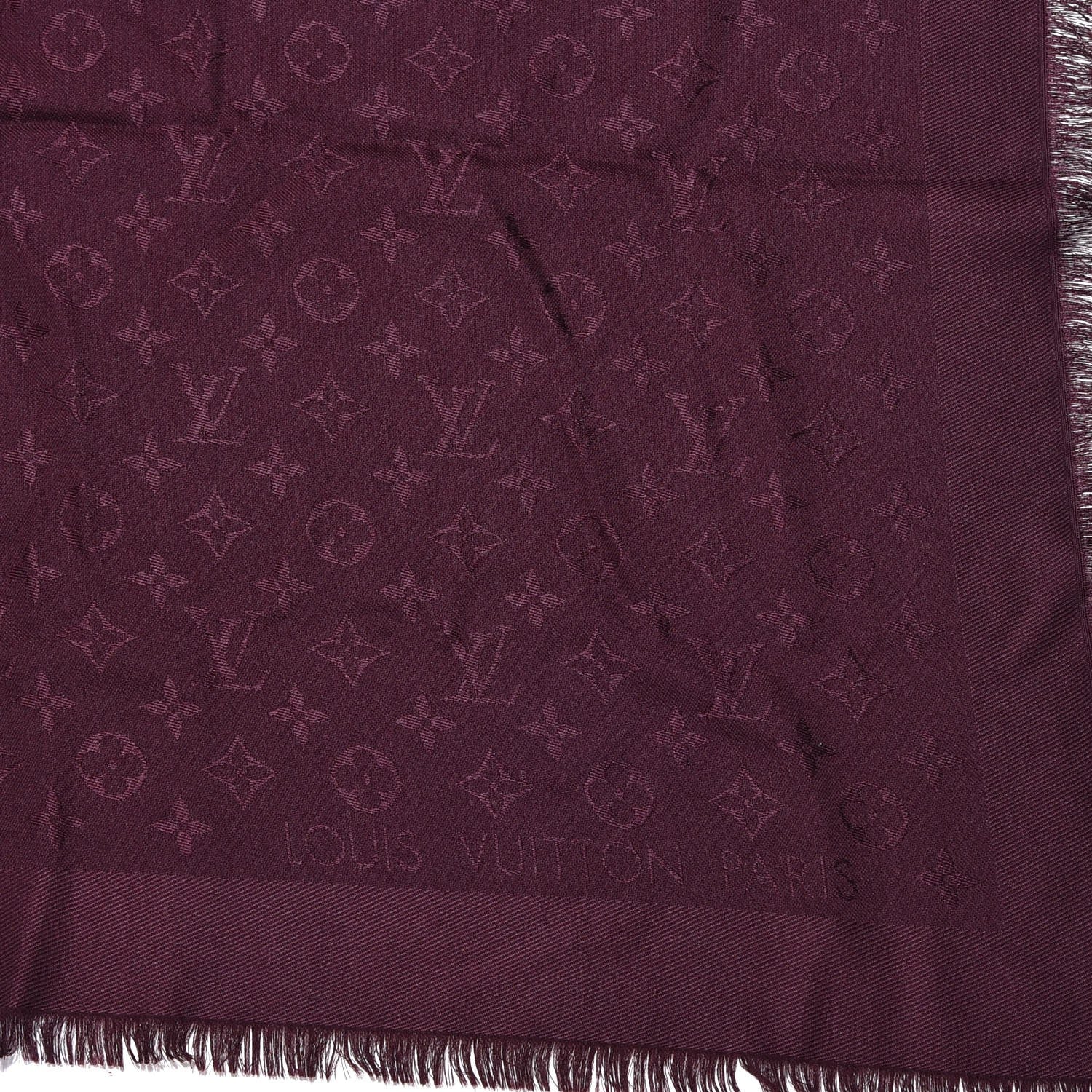 Louis Vuitton Wool Silk Monogram Shawl Amarante 3 of 5