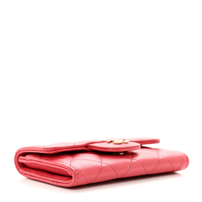 Chanel Caviar Quilted Flap Card Holder Wallet Dark Pink 4 of 10