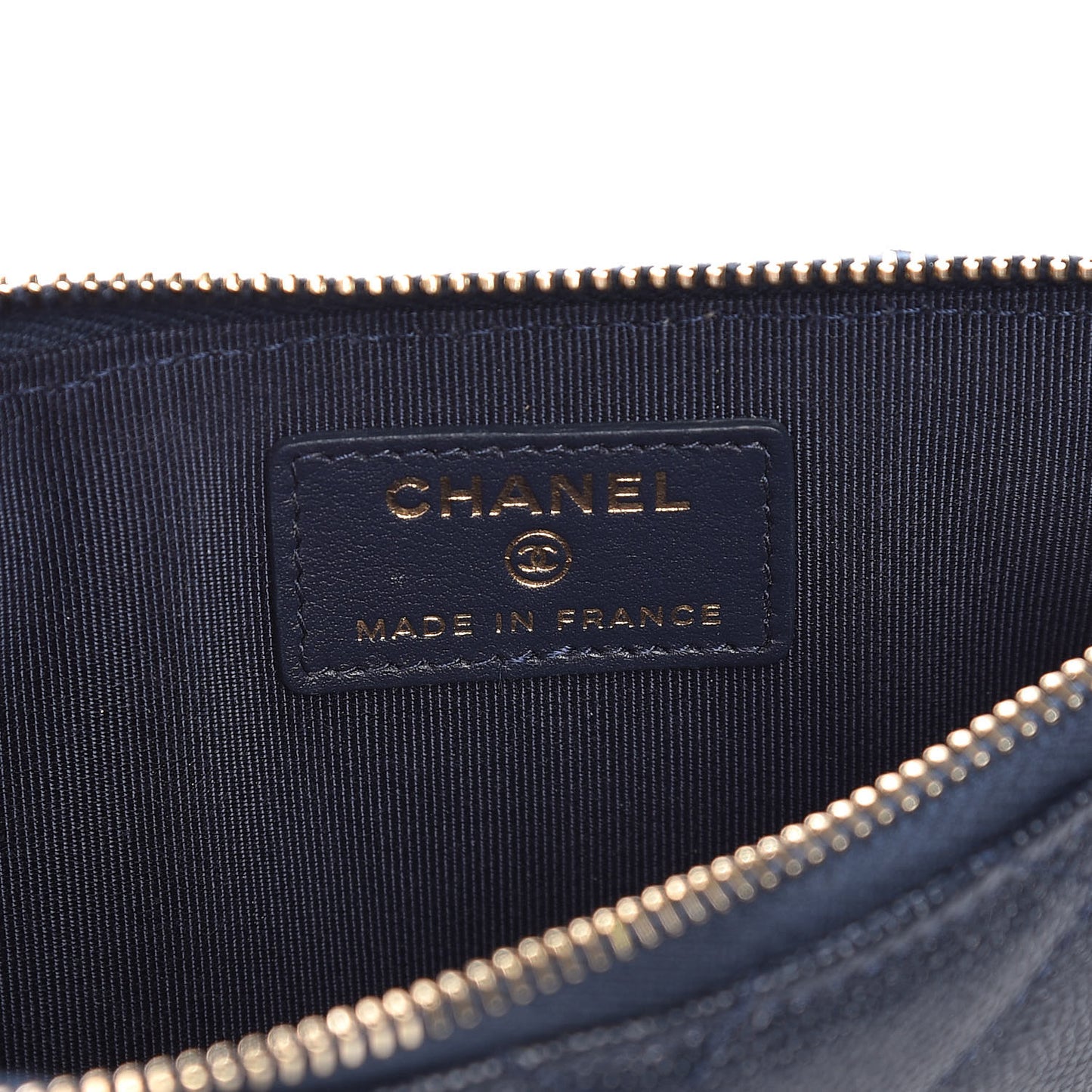 Caviar Quilted Classic Flat Wallet Pouch Navy
