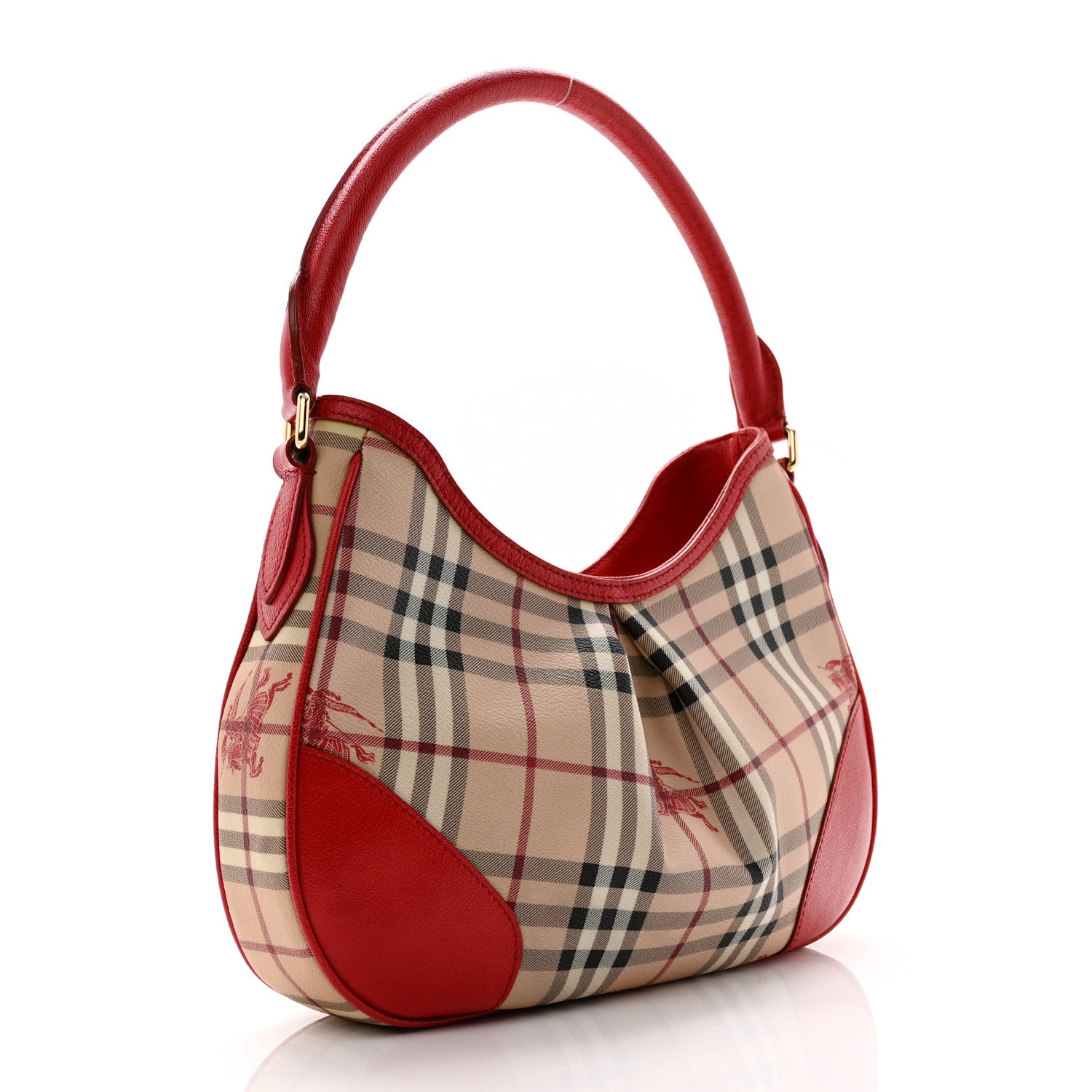 Burberry Haymarket Check Small Hernville Hobo Red 2 of 11