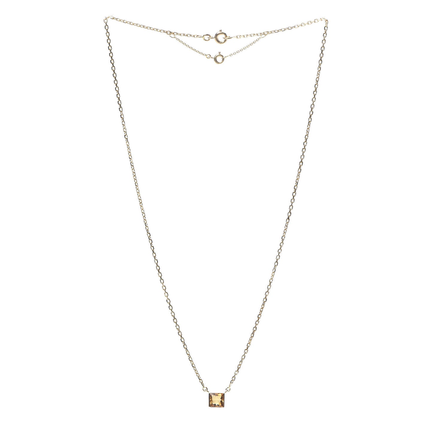 18K Yellow Gold Citrine Tank Pendant Necklace