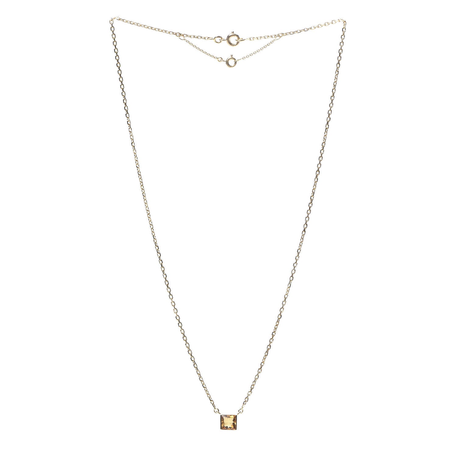 Cartier 18K Yellow Gold Citrine Tank Pendant Necklace 3 of 6
