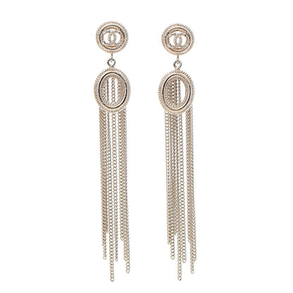 Chanel CC Chain Tassel Drop Earrings Light Gold 1 of 5