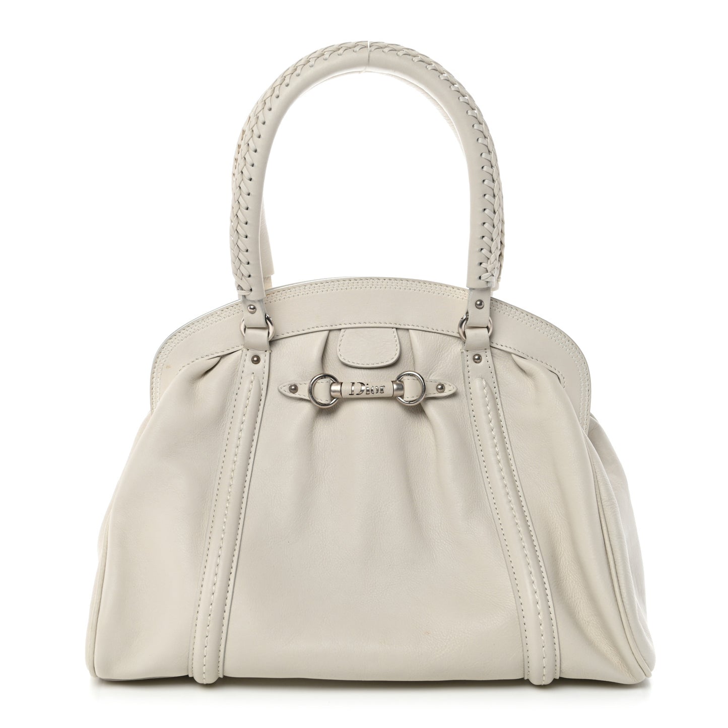 Calfskin Small My Dior Frame Pocket Satchel White