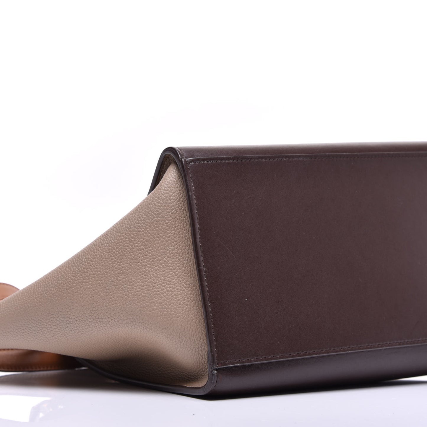 Satin Baby Grained Calfskin Tri-color Medium Trapeze Tan