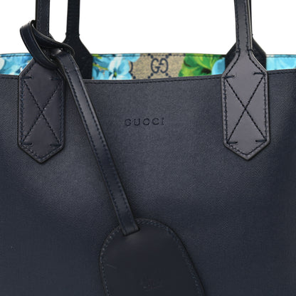 Gucci GG Supreme Monogram Blooms Small Reversible Tote Beige Blue Navy 12 of 16