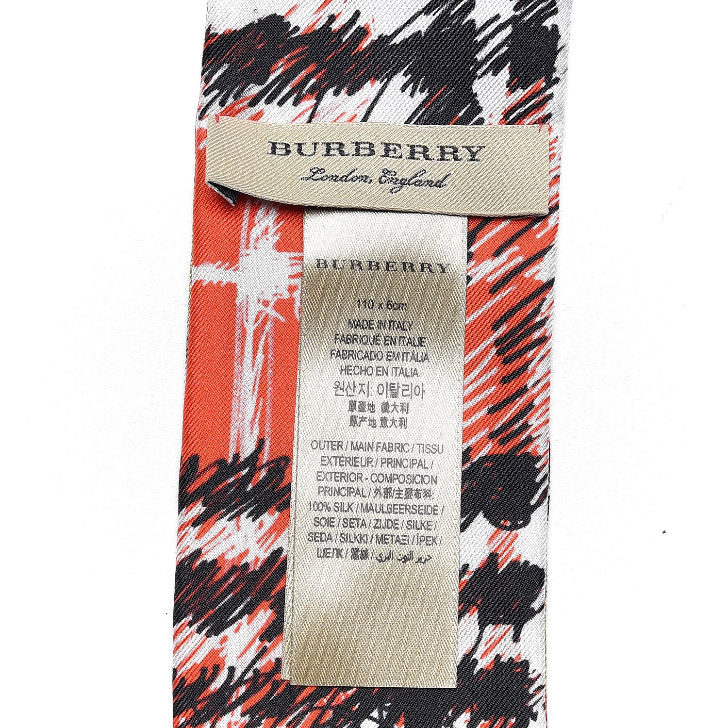 Burberry Silk Disruptive Check Scribble Print Twill Slim Scarf Camel 3 of 3