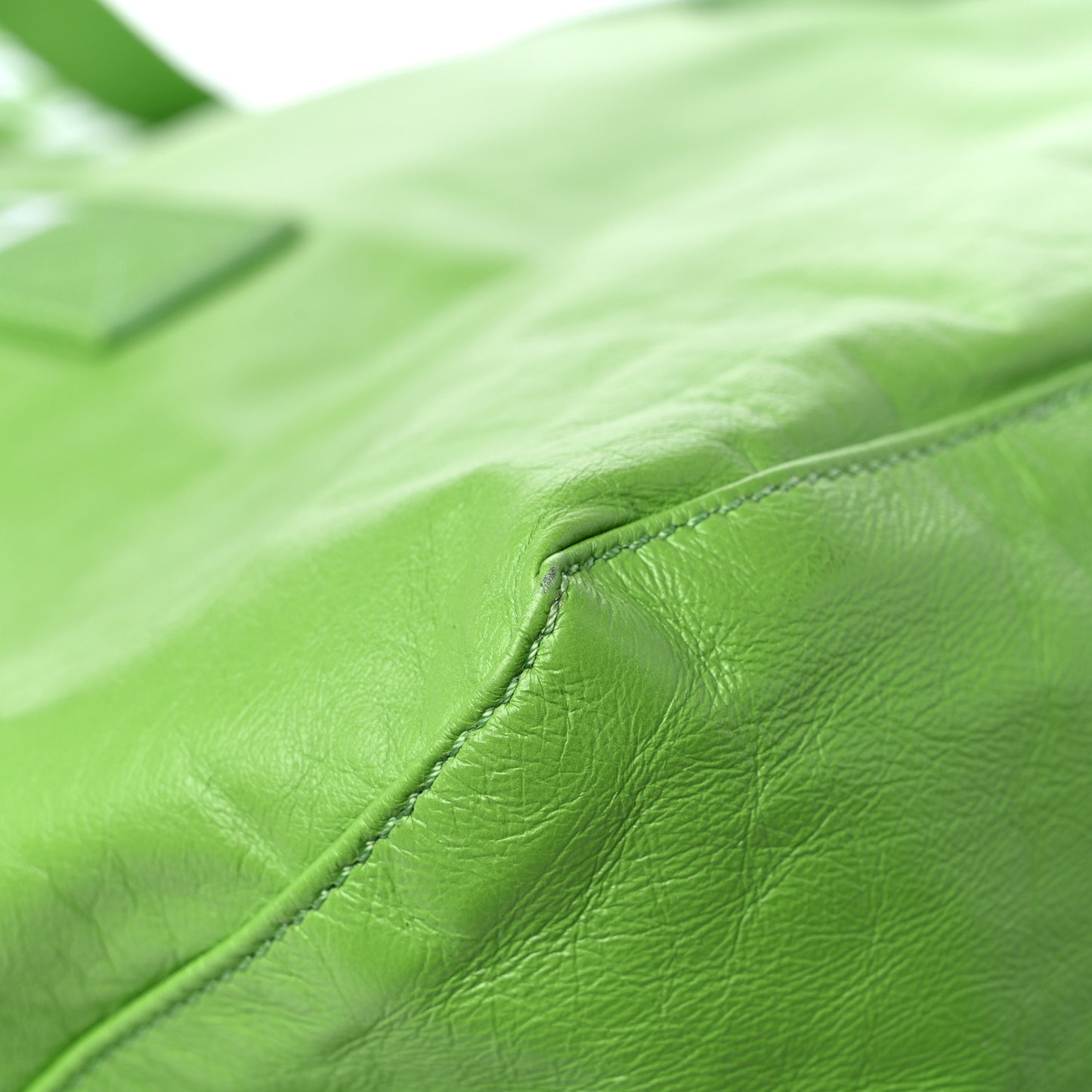 Paper Calfskin Fold Shopper Tote Bright Apple