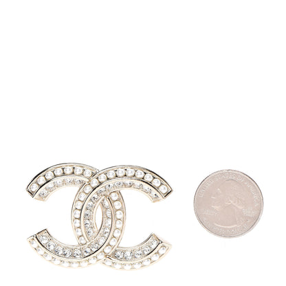 Chanel Crystal Pearl Chain Mania CC Earrings Gold 2 of 5