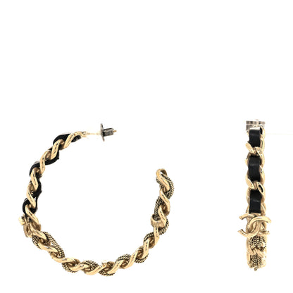 Chanel Lambskin CC Chain Hoop Earrings Gold 1 of 4