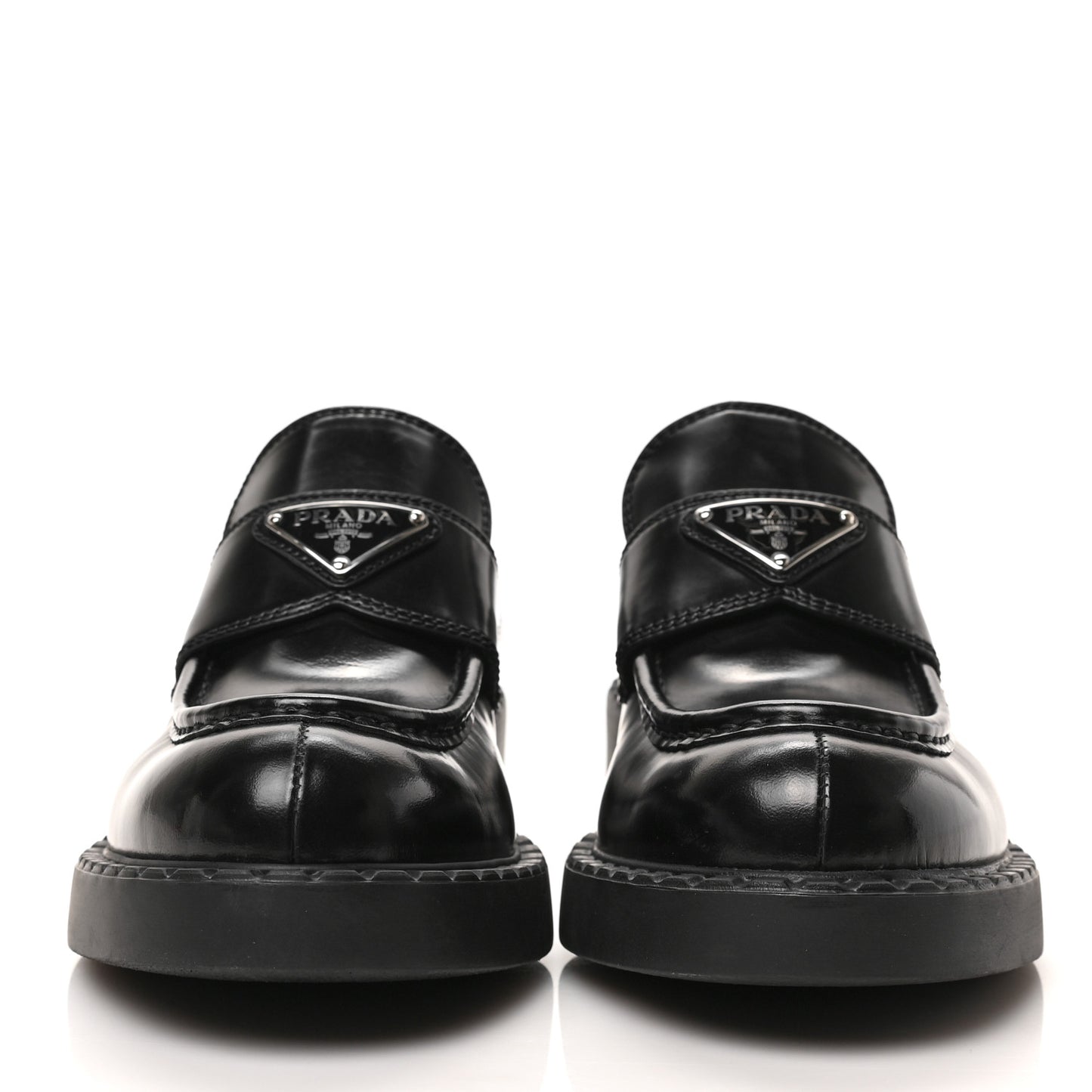 Spazzolato Metal Triangle Logo 50mm Loafers 38 Black