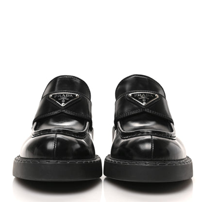 Prada Spazzolato Metal Triangle Logo 50mm Loafers 38 Black 2 of 7