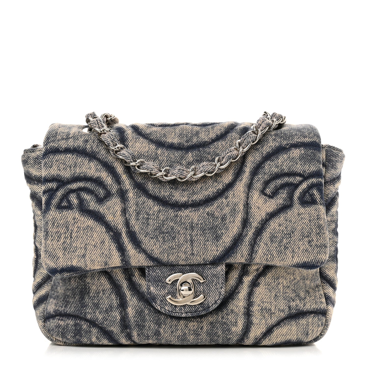 Chanel Denim Stitched Mini Square Flap Blue 1 of 11