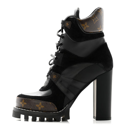 Louis Vuitton Suede Calfskin Monogram Star Trail Ankle Boots 39 Black 1 of 9