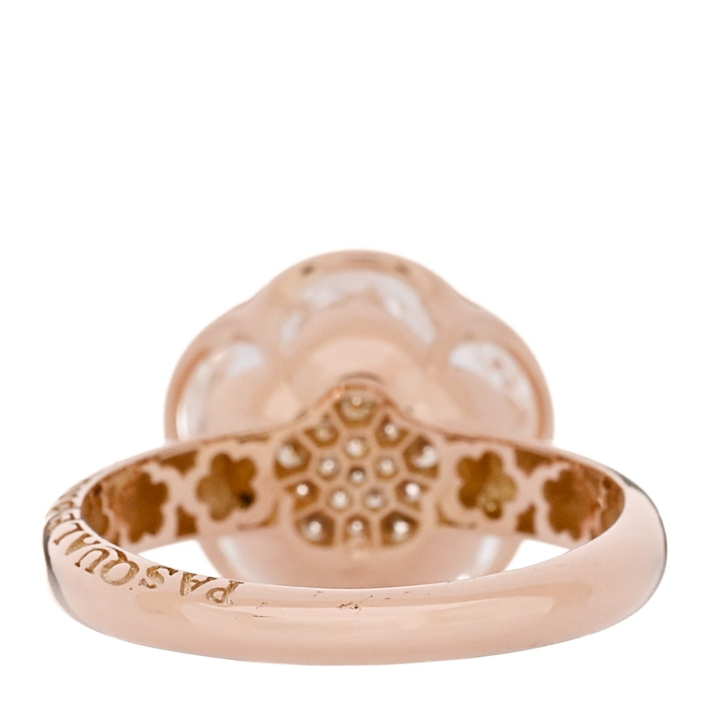 18K Rose Gold Diamond Rock Crystal Bon Ton Ring 55 7.25