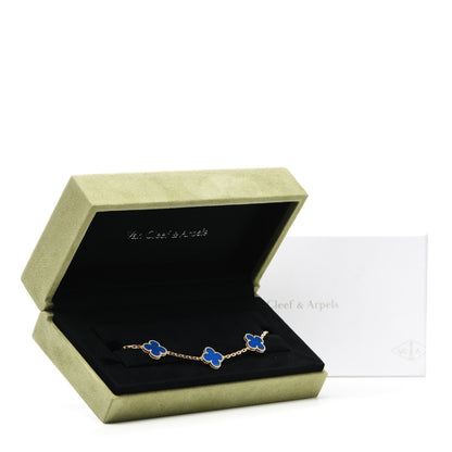 Van Cleef & Arpels 18K Yellow Gold Blue Agate 5 Motifs Vintage Alhambra Bracelet 5 of 5
