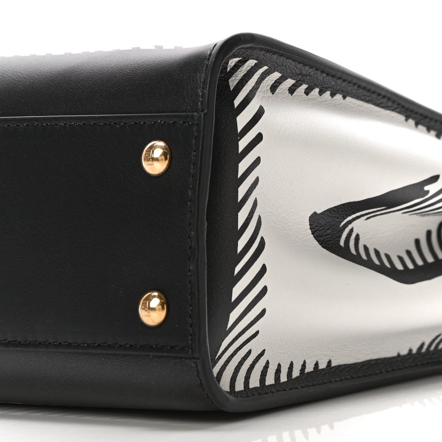 Fendi X JOSHUA VIDES Calfskin Medium Peekaboo Iconic Satchel White Black 11 of 11