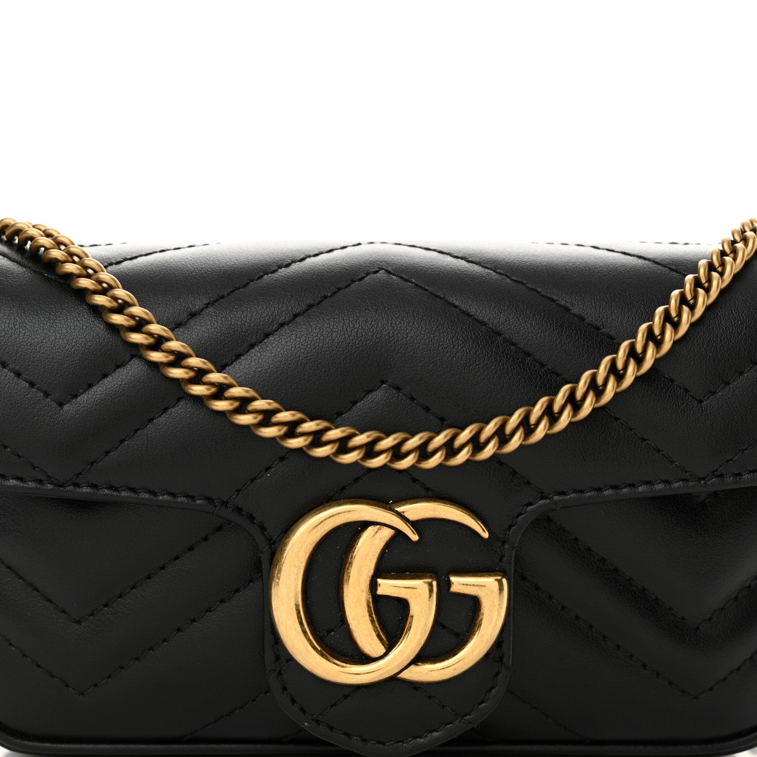 Gucci Calfskin Matelasse Super Mini GG Marmont Shoulder Bag Black 7 of 10