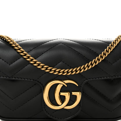 Gucci Calfskin Matelasse Super Mini GG Marmont Shoulder Bag Black 7 of 10