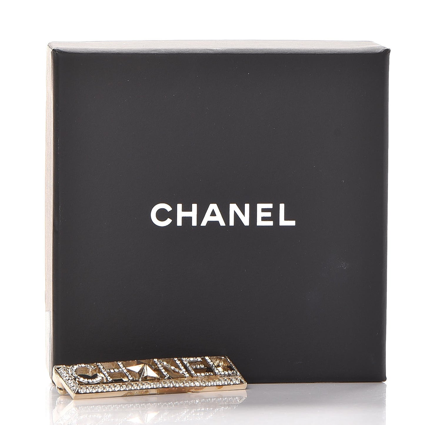 Baguette Crystal Star Logo Brooch Gold