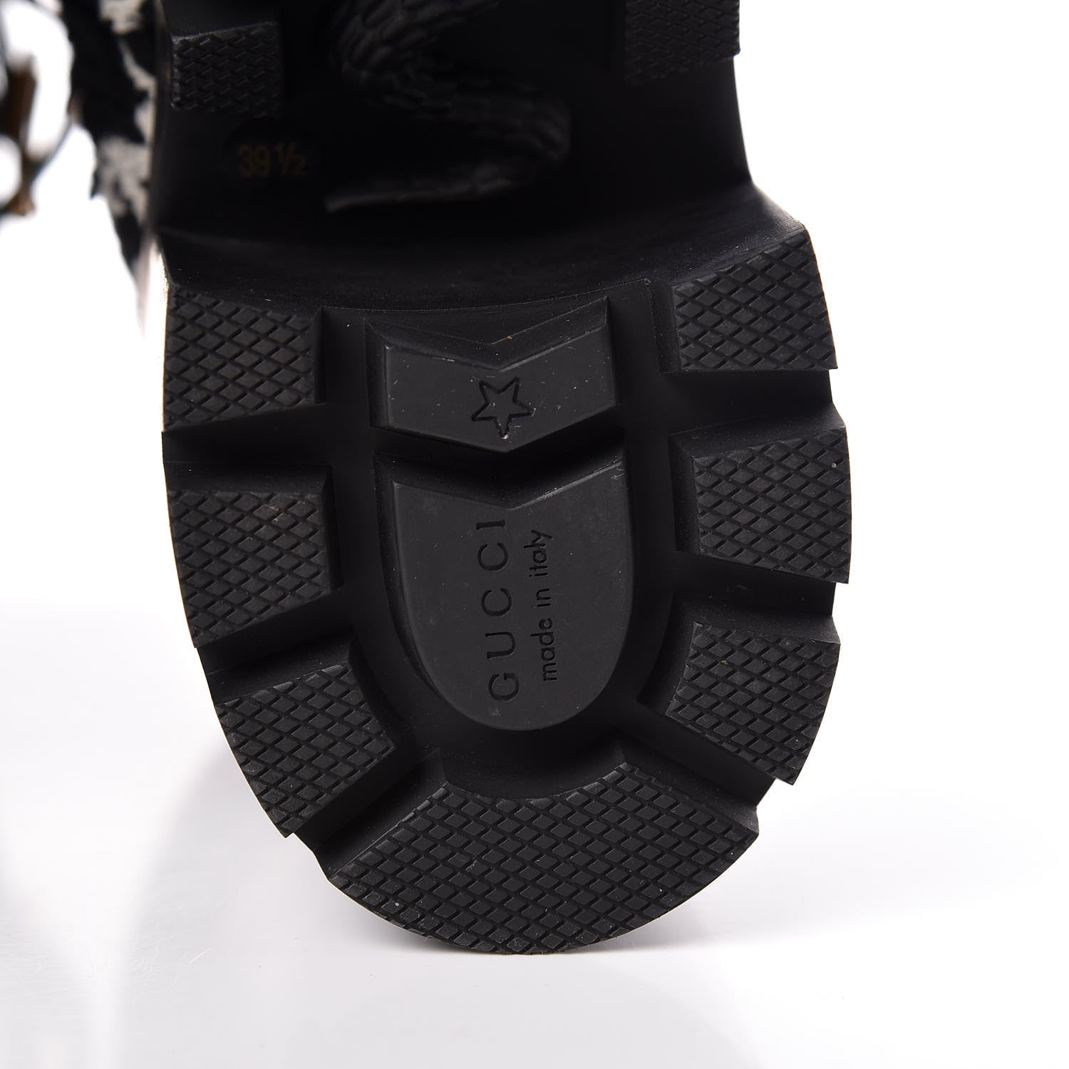 Gucci Tweed GG Monogram Lace Up Combat Ankle Boots 39.5 Black 6 of 9
