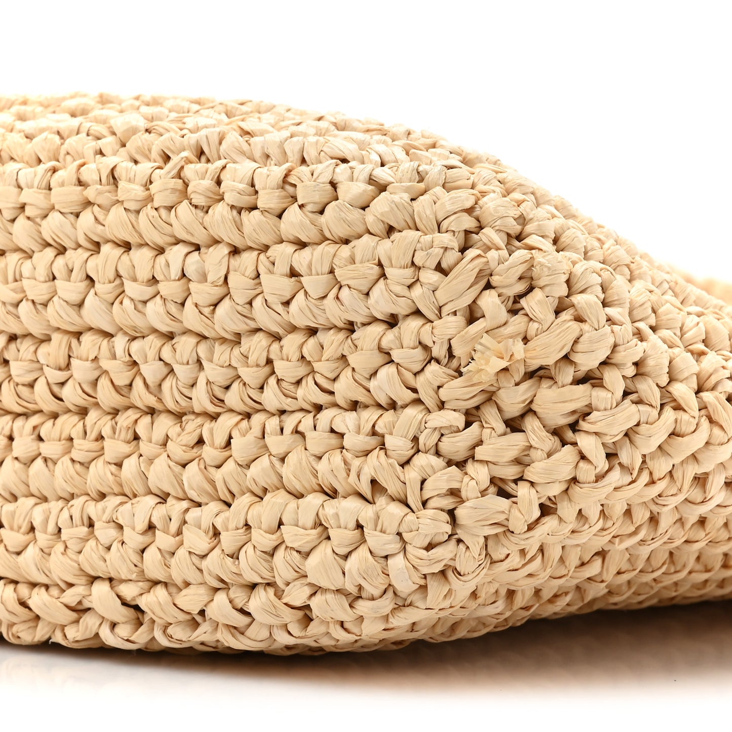 Yarn Raffia Effect Crochet Embroidered Small Logo Tote Naturale