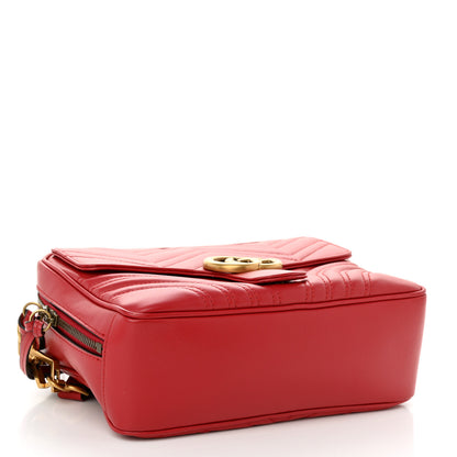 Gucci Calfskin Matelasse Sylvie Web Small GG Marmont Top Handle Shoulder Bag Hibiscus Red 4 of 10