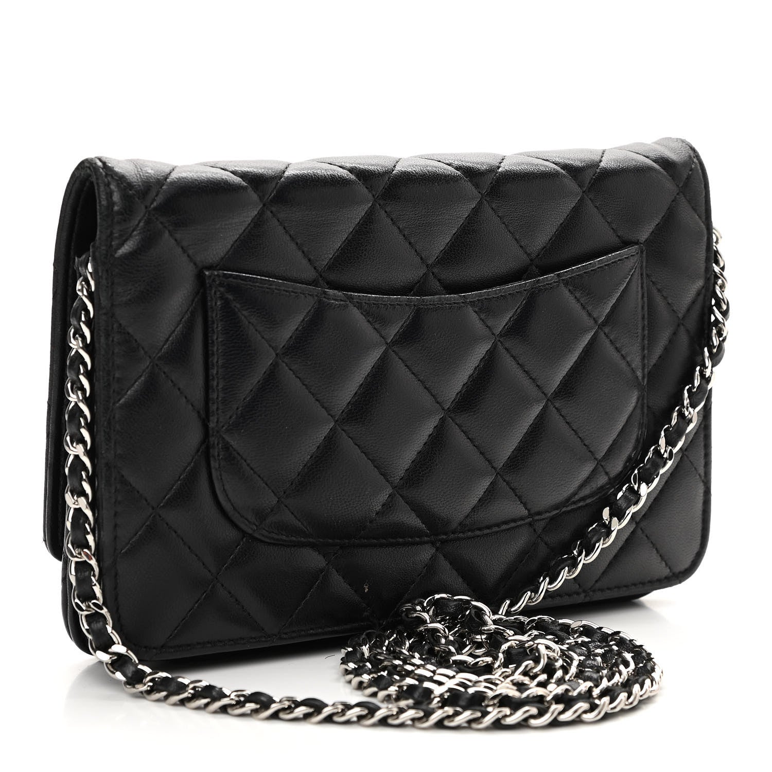 Chanel Lambskin Quilted Wallet On Chain WOC Black 3 of 17