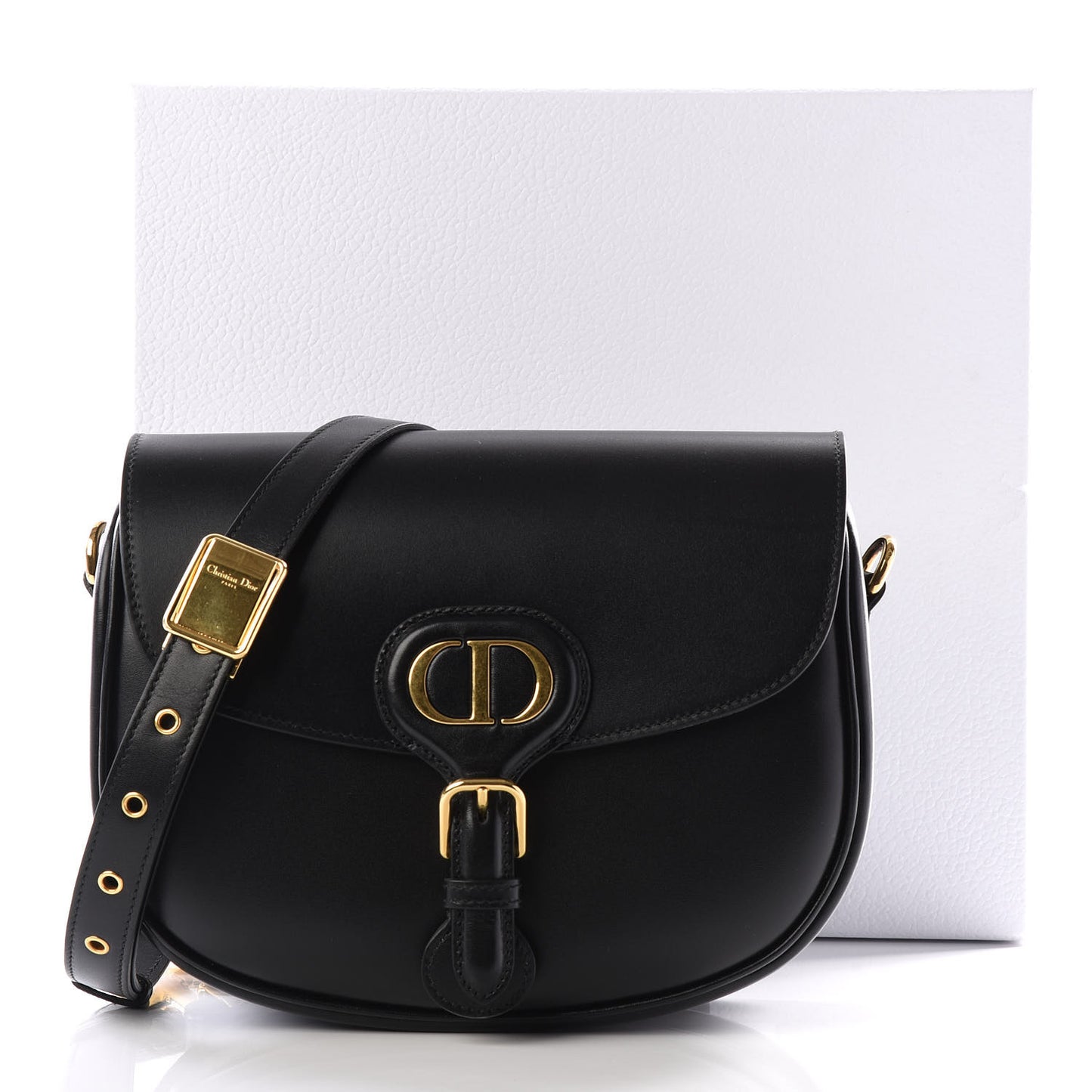 Box Calfskin Medium Bobby Flap Black