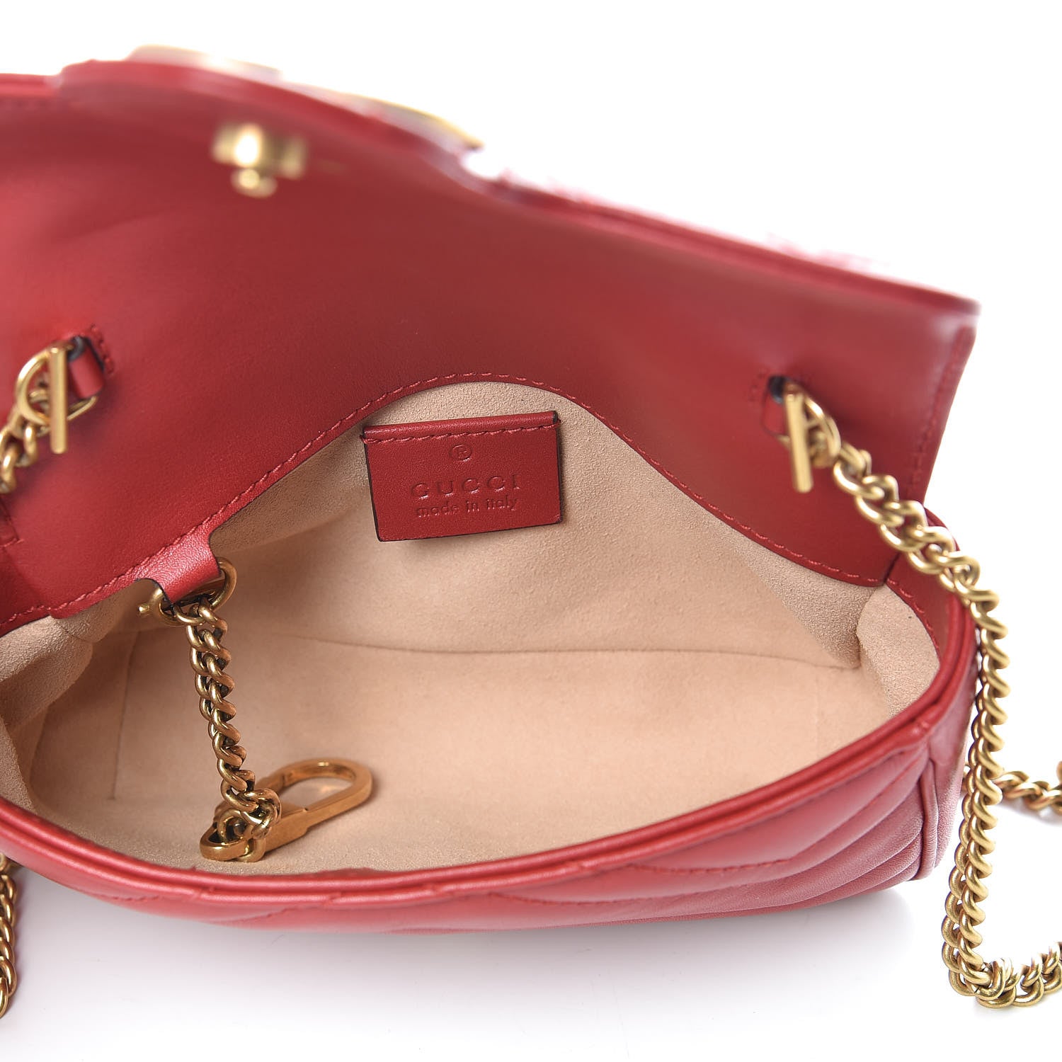 Gucci Calfskin Matelasse Super Mini GG Marmont Shoulder Bag Hibiscus Red 7 of 10