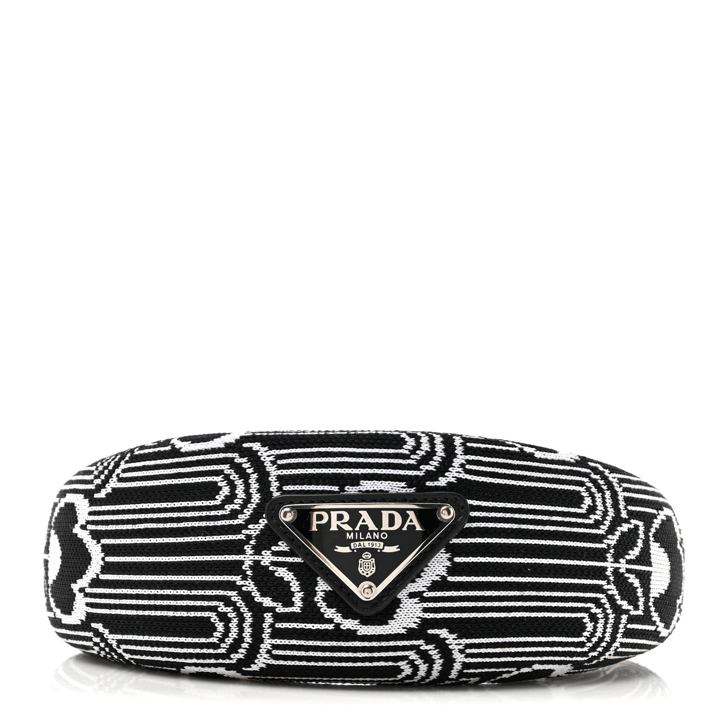 Prada Maglia Jacquard Metal Triangle Logo Headband Black White 1 of 4