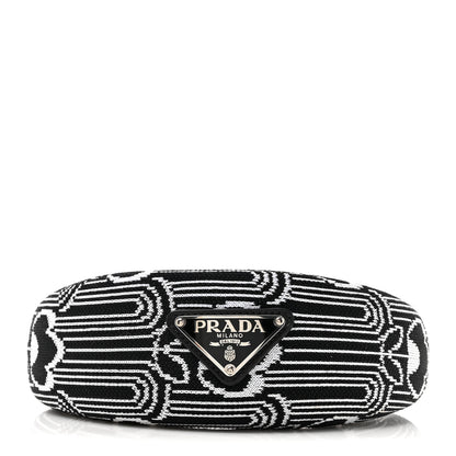 Prada Maglia Jacquard Metal Triangle Logo Headband Black White 1 of 4