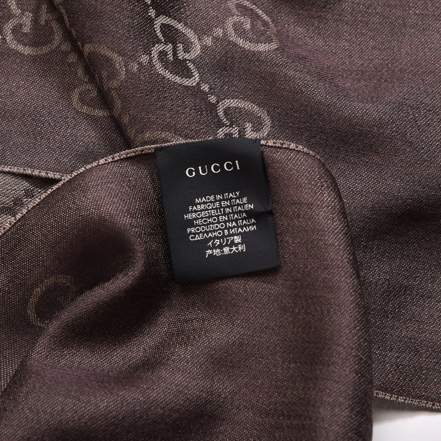 Wool Silk GG Monogram GGNat Scarf Rope Dark Brown