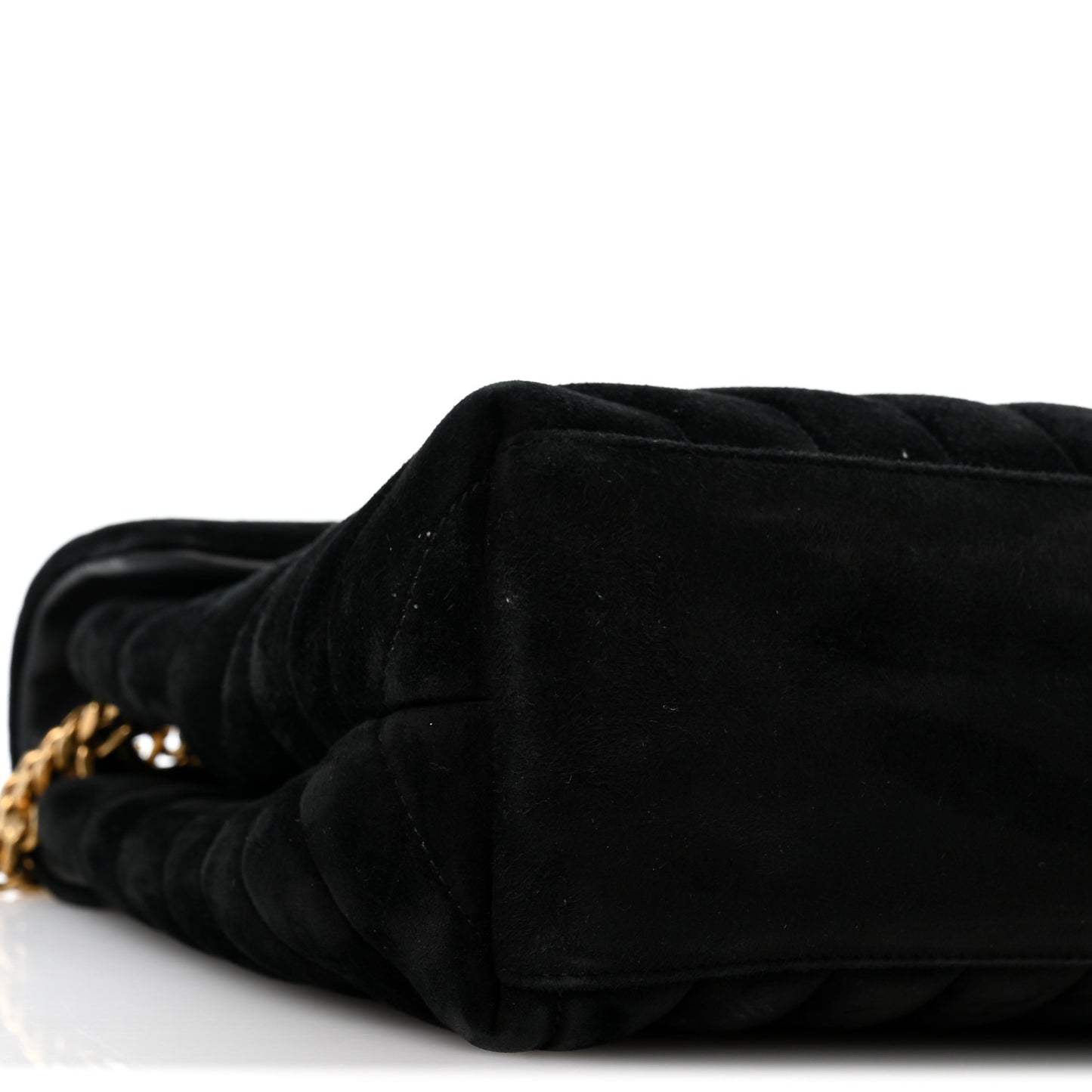 Suede Y Quilted Monogram Medium Loulou Chain Satchel Black