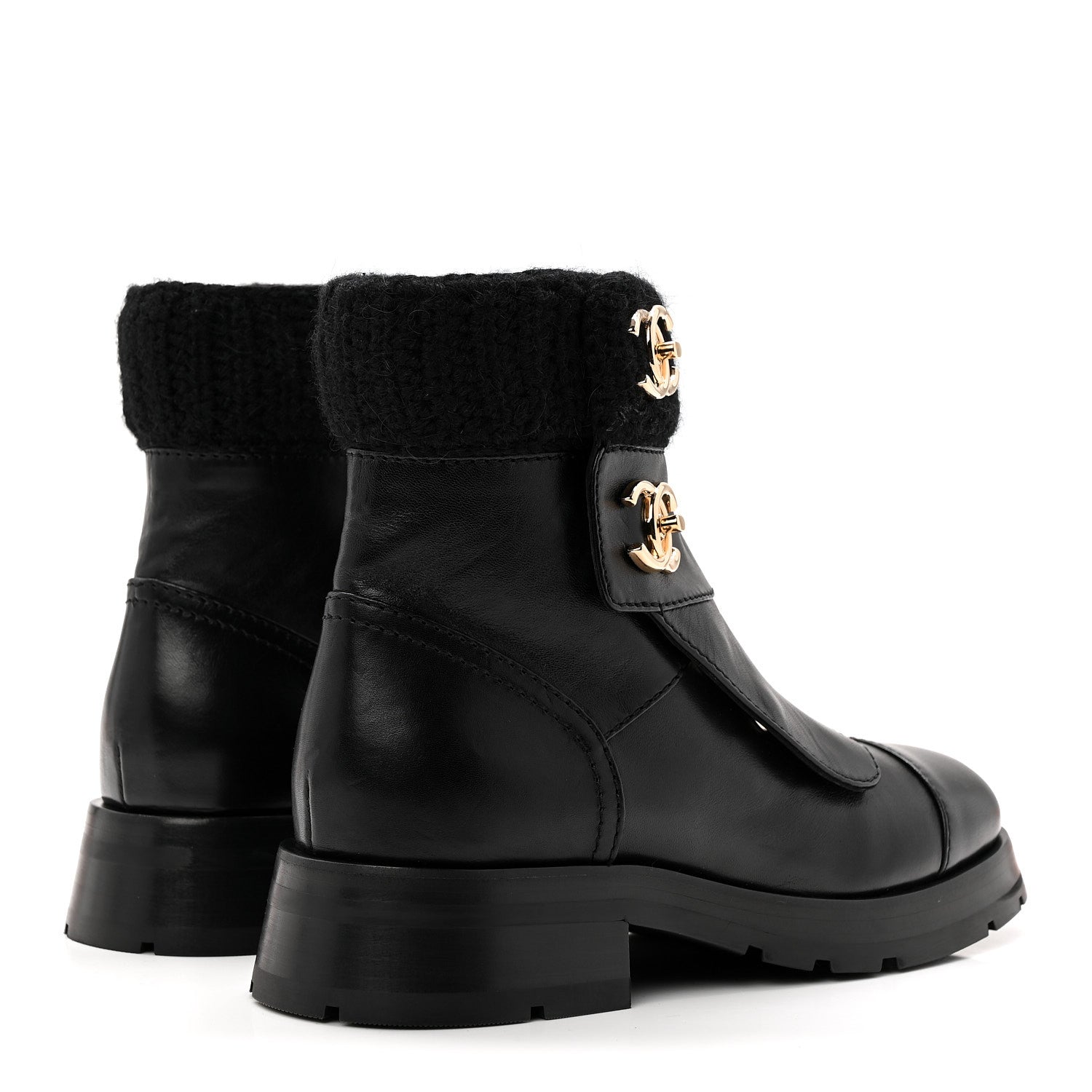 Chanel Calfskin Knit CC Short Boots 38 Black 5 of 10