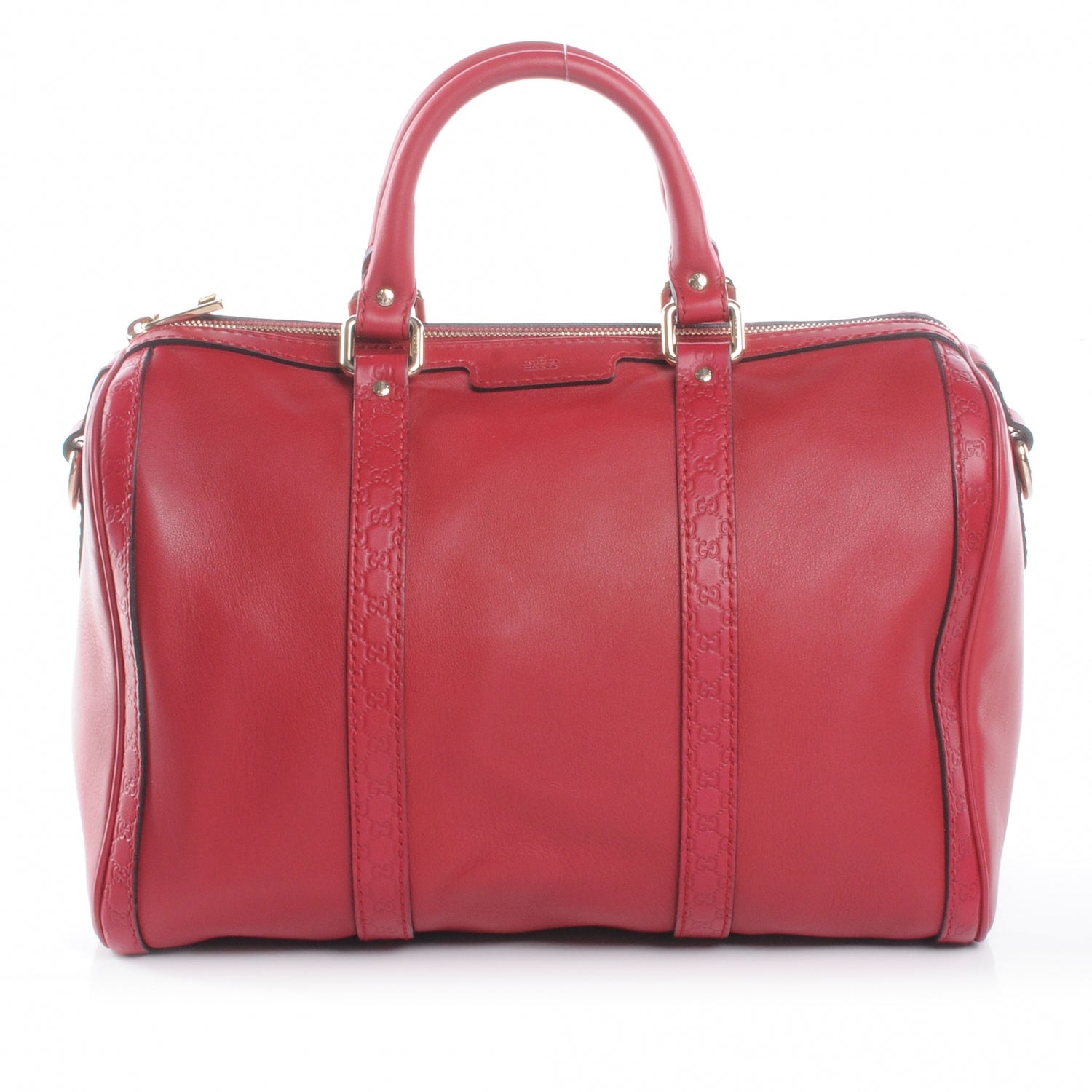 Gucci Calfskin Microguccissima Trim Medium Boston Raspberry Red 1 of 8