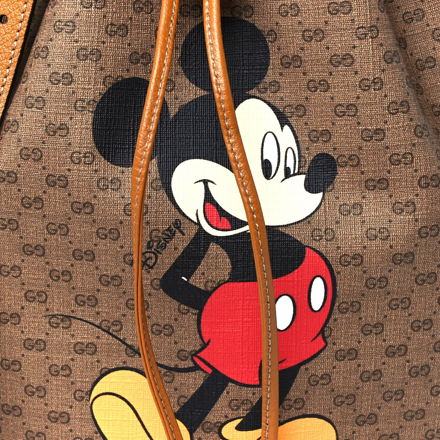 X DISNEY Mini Vintage GG Supreme Monogram Bucket Bag Beige Vintage Sun Oil
