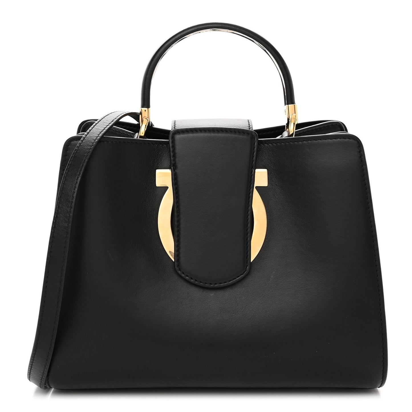 Calfskin Thea Top Handle Bag Black
