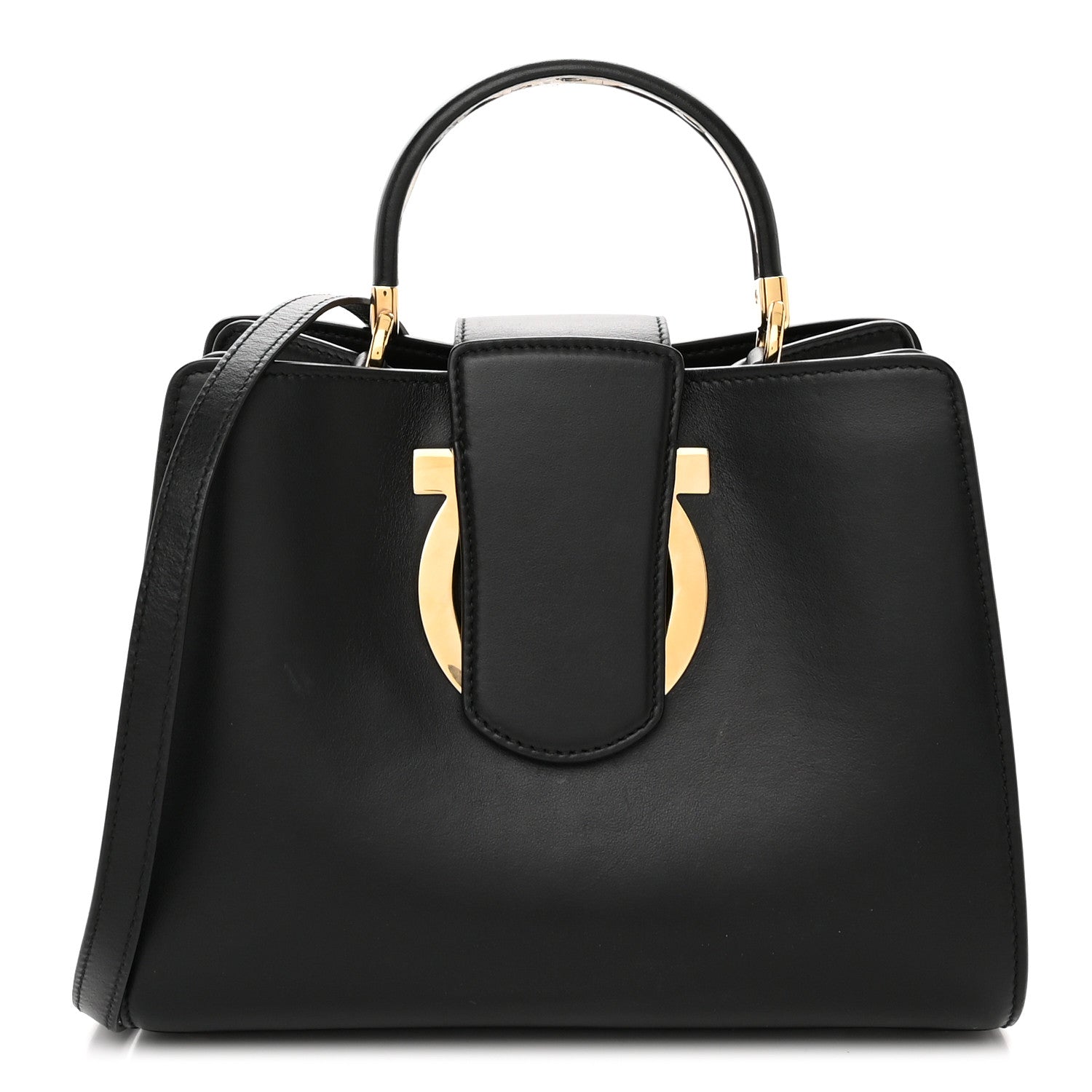 Salvatore Ferragamo Calfskin Thea Top Handle Bag Black 1 of 11