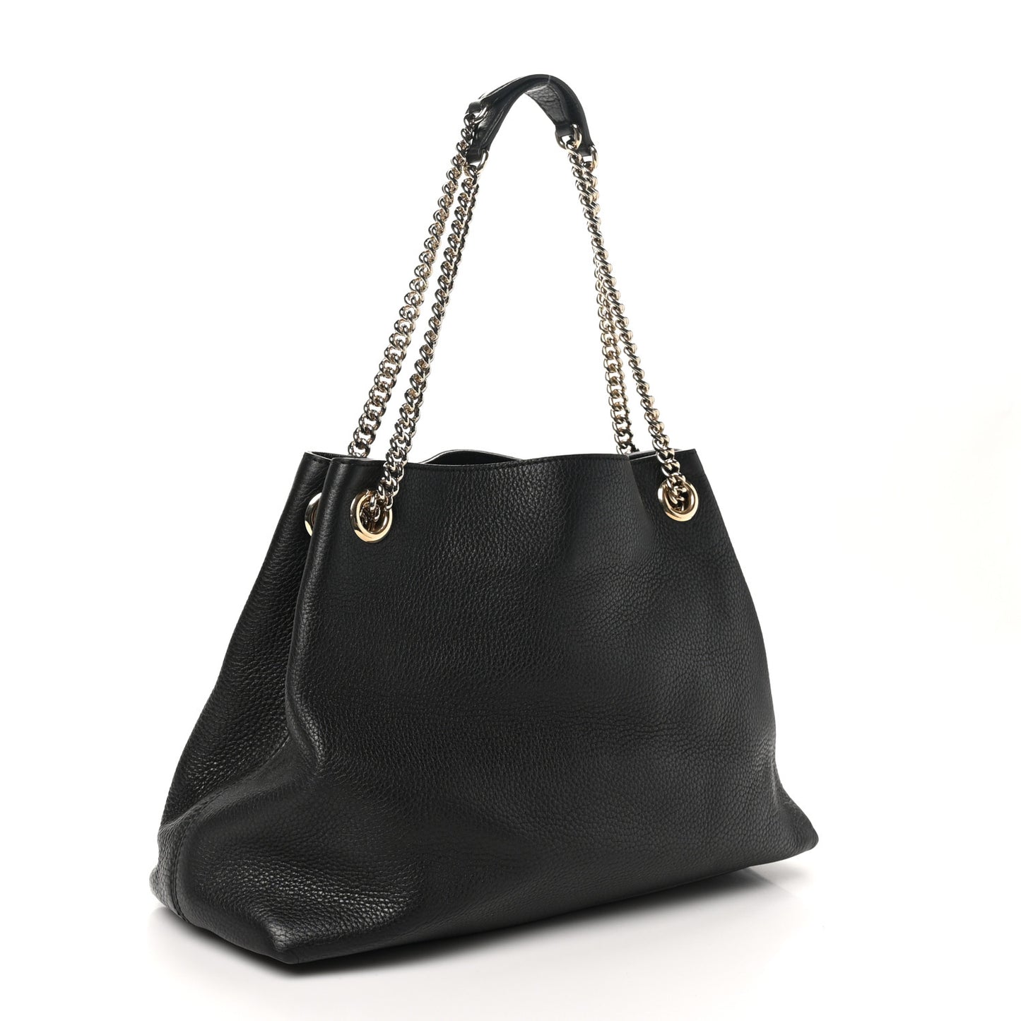 Pebbled Calfskin Medium Soho Chain Shoulder Bag Black