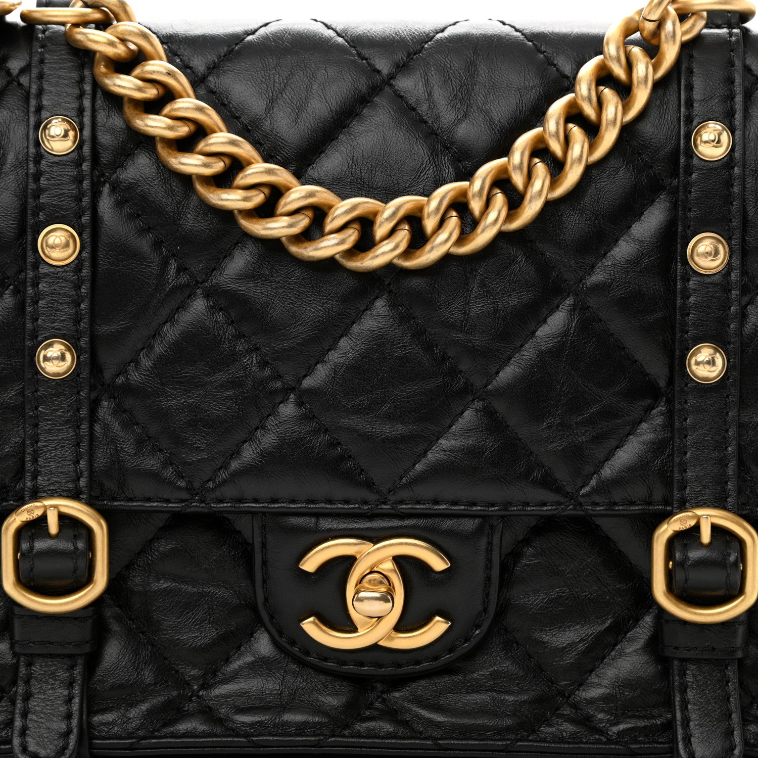 Chanel Aged Calfskin Quilted City School Flap Black 8 of 10