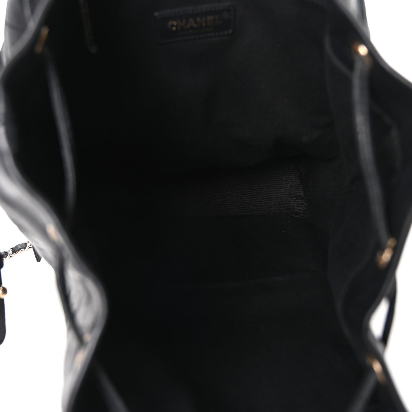 Sheepskin Caviar Quilted Daily Round Backpack Black