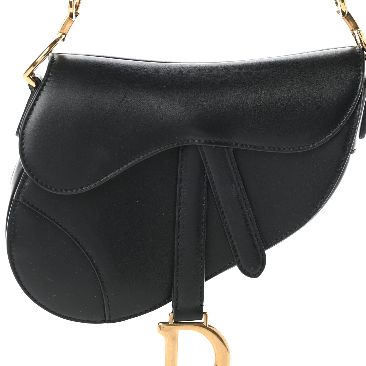 Calfskin Mini Saddle Bag Black