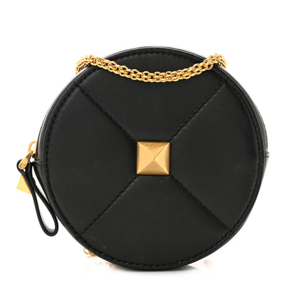 Valentino Garavani Calfskin Roman Stud Round Crossbody Bag Black 1 of 9